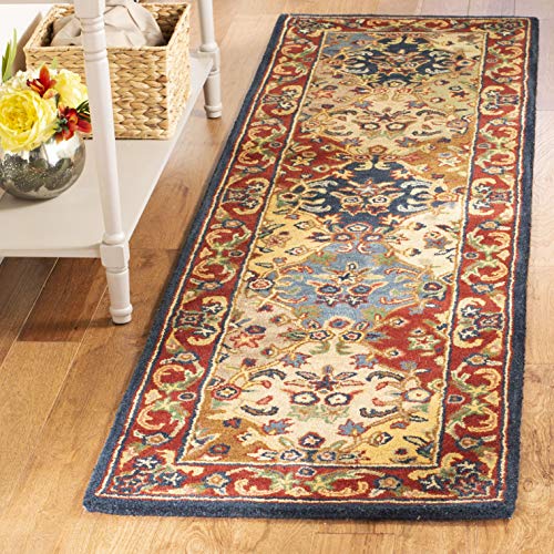 Safavieh Heritage Collection HG911A Handcrafted Traditional Oriental Multi and Burgundy Wool Runner (2'3