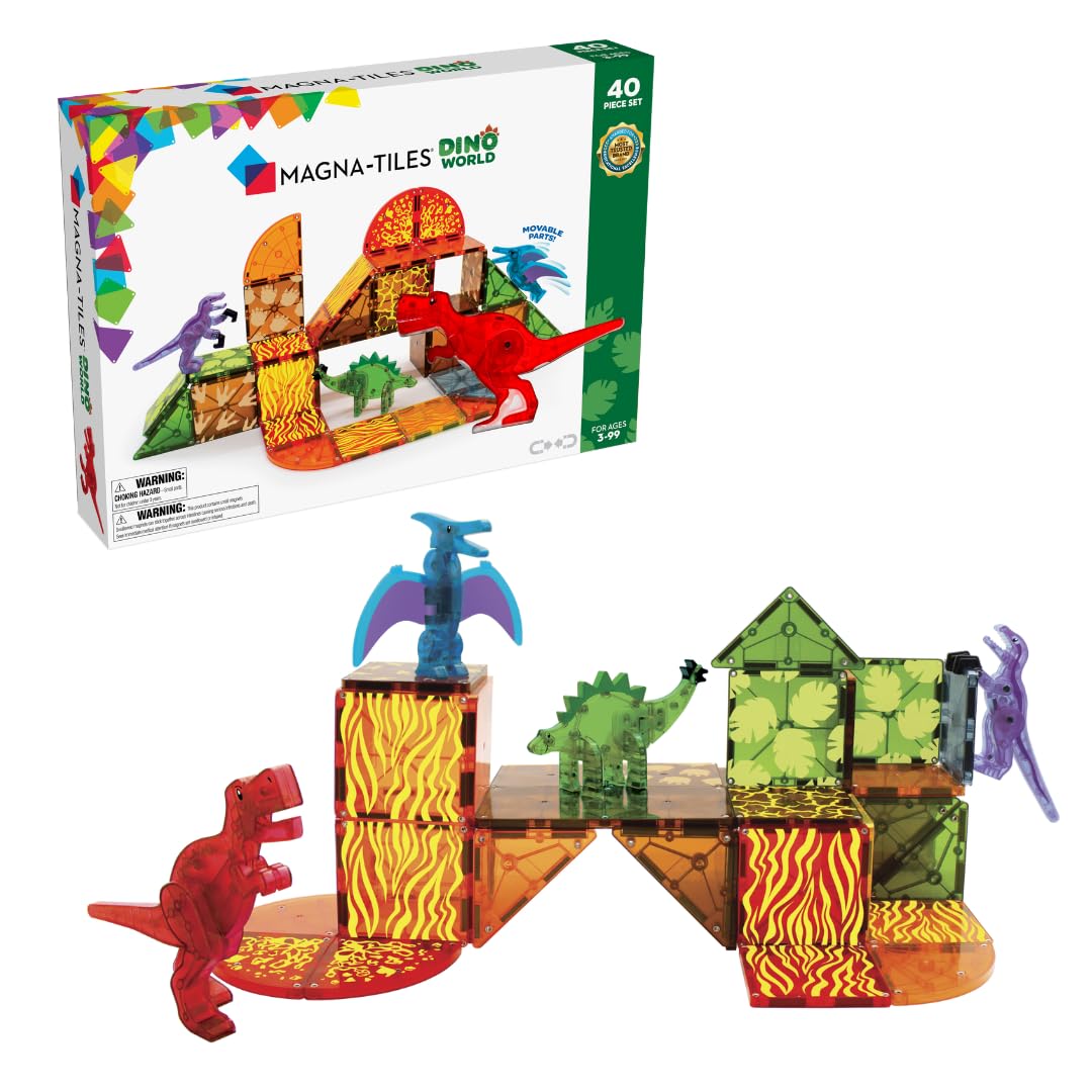 Magna-Tiles Dino World 40-Piece Magnetic Construction S...