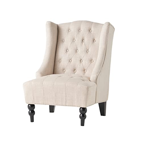Great Deal Furniture Clarice Tall Wingback Fabric Accent Chair