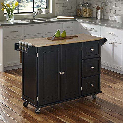 Home Styles Liberty Kitchen Cart with Wood Top - Black
