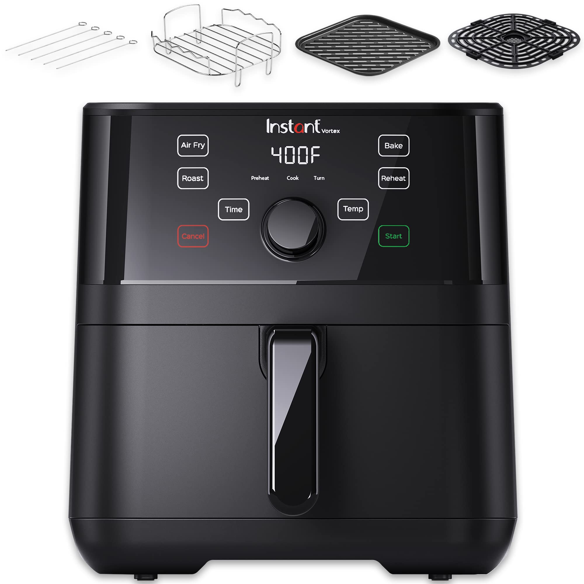 Instant Pot Instant Vortex 5.7QT Air Fryer With Accessories, Custom Smart Cooking Programs, 4-in-1 Functions that Crisps, Roasts, Bakes and Reheats, 100+ In-App Recipes, from the Makers of , Black