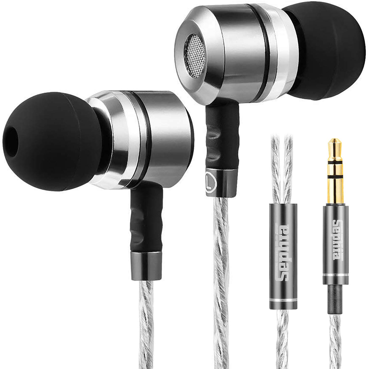 sephia SP3060 Earbuds Wired in Ear Headphones with Tangle-Free Cord Noise Isolating Earphones Deep Bass Case Ear Buds 3.5 mm Jack Plug