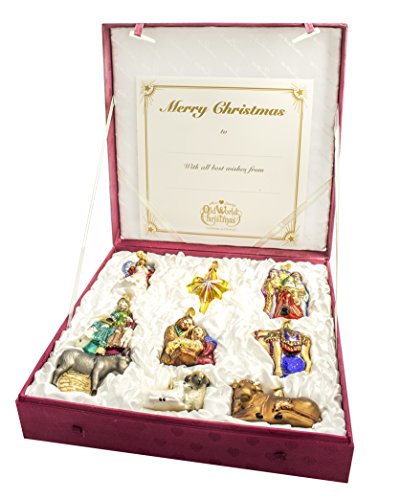 Old World Christmas 9-Piece Nativity Ornament Collection Standard