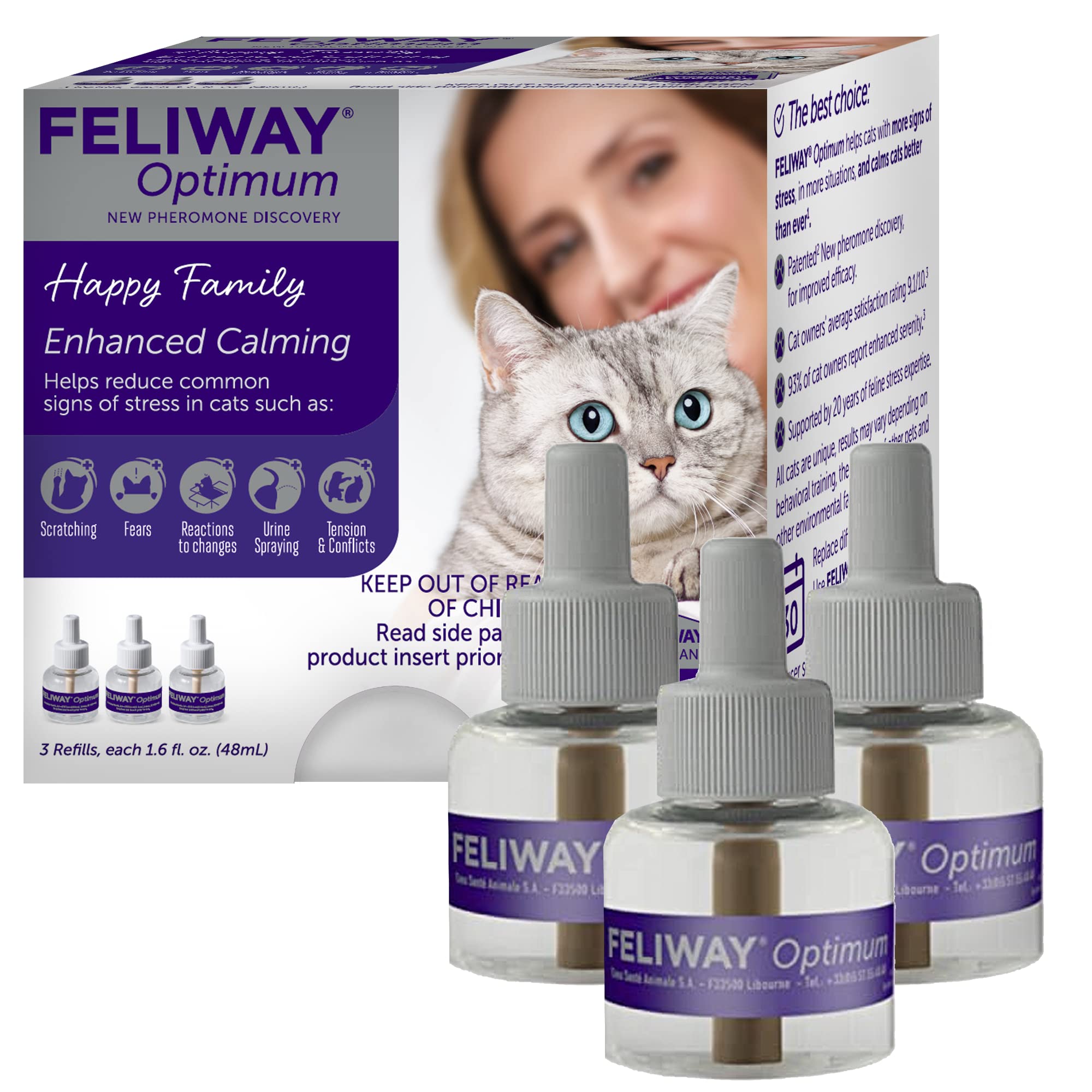 FELIWAY Optimum Cat, Enhanced Calming Pheromone Diffuser, 30 Day Refill
