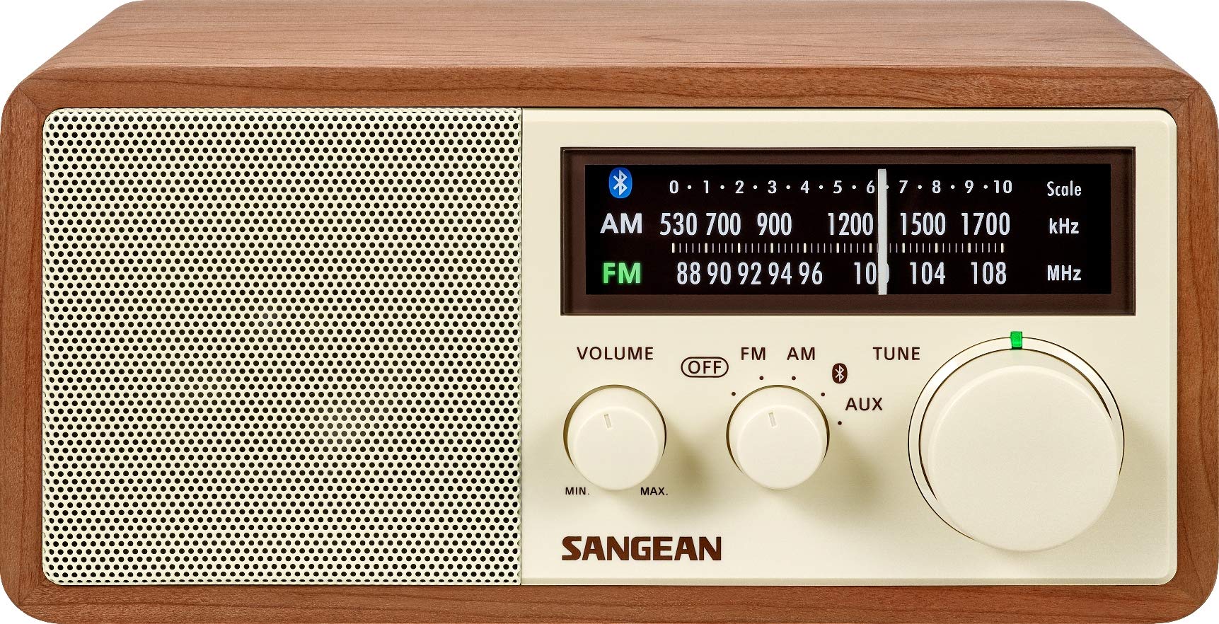 Sangean AM/FM/Bluetooth Wooden Cabinet Radio with USB Phone Charging