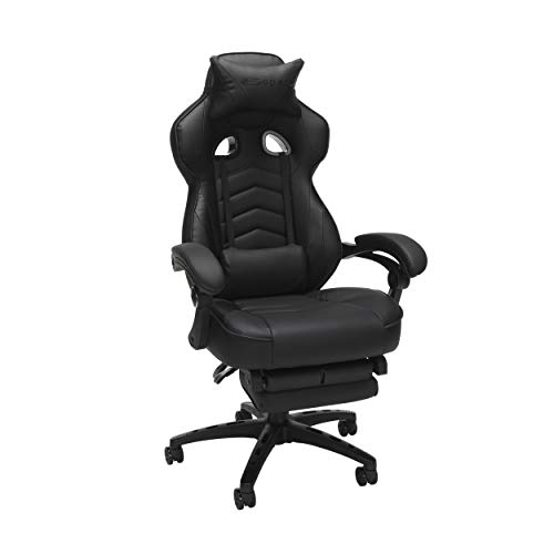 OFM RESPAWN 110 Racing Style Gaming Chair, Reclining Ergonomic Leather Chair with Footrest, in Black , 28.50