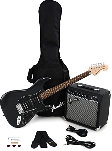 Fender Squier by  Affinity Series Stratocaster Pack, HSS, Laurel Fingerboard, Charcoal Frost Metallic