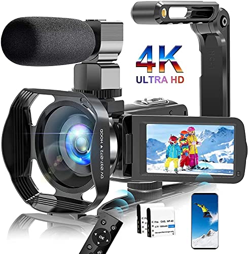 SuSier 4K Digital Camera 48MP 18X HD Camcorder WiFi IR Night Vision Video Camera for YouTube 3.0inch HD Touch Screen Vlogging Camera with External Microphone, Stabilizer and Remote Control