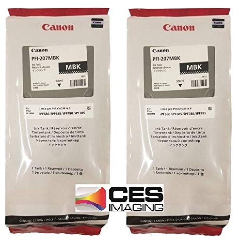 Canon 2 PFI-207MBK 300ml Matte Black Ink Cartridges in Retail Package