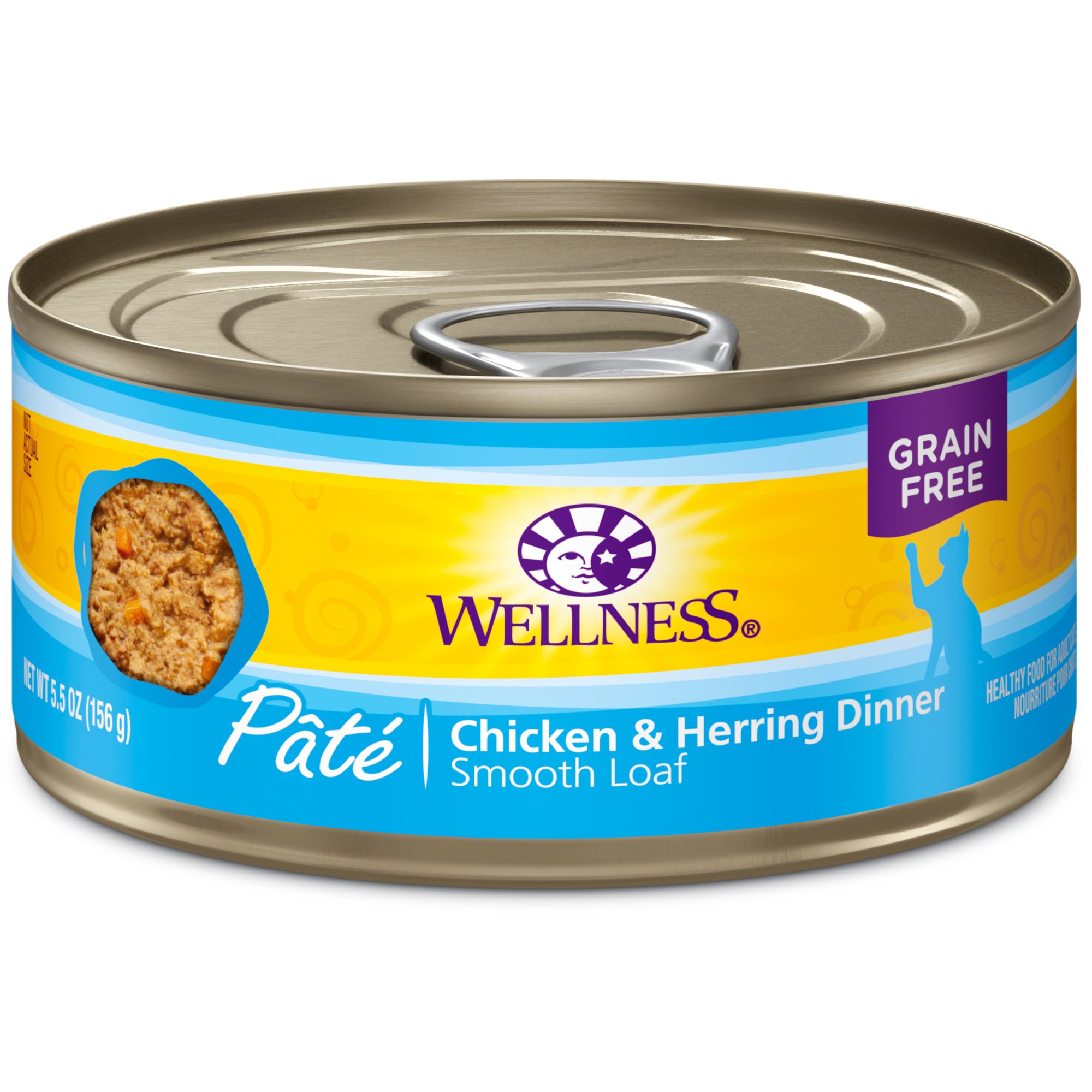 Wellness Complete Health Grain-Free Wet Canned Cat Food, Natural Ingredients, Made with Real Meat, All Breeds, Smooth Pate (Chicken & Herring, 5.5-Ounce Can, Pack of 24)