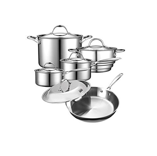 Cooks Standard 10-Piece Multi-Ply Clad Stainless-Steel Cookware Set