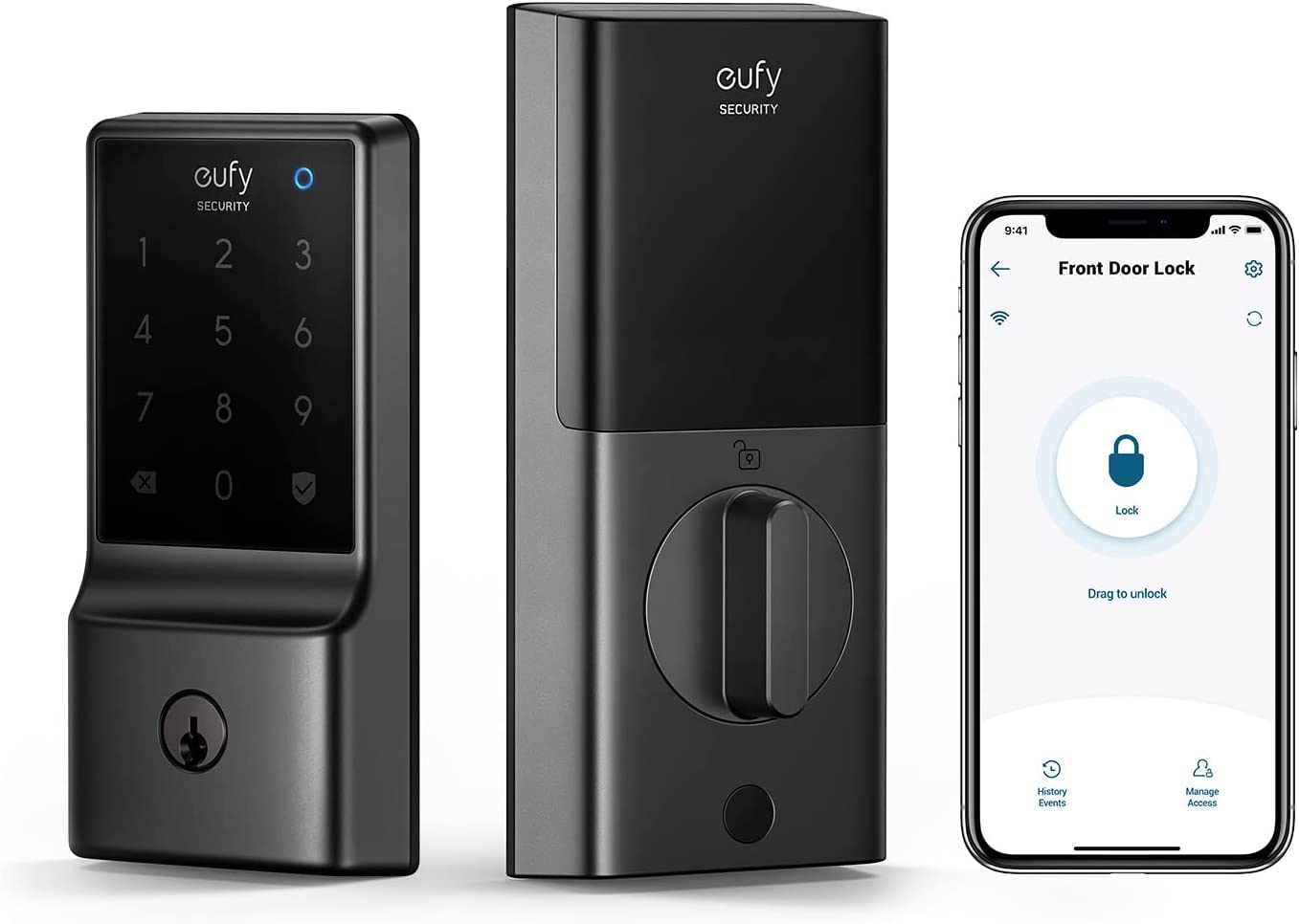  eufy security Security C210(E110) Smart Lock, 5-in-1 Keyless Entry Door Lock, Built-in WiFi Deadbolt, Smart Door Lock, No Bridge Required, Easy Installation, Touchscreen Keypad, App Remote Control,...
