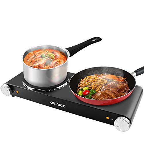 CUSIMAX Hot Plate, Electric Burner Hot Plate Cooking Cast Iron hot plates, Adjustable Temperature Control, Easy to Clean