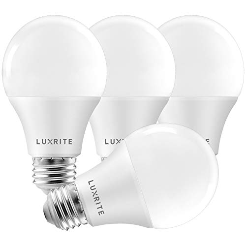 LuxRite A19 LED Bulb 75W Equivalent, 1100 Lumens, Dimmable Standard LED Light Bulbs 11W, Enclosed Fixture Rated, Energy Star, E26 Medium Base - Indoor and Outdoor