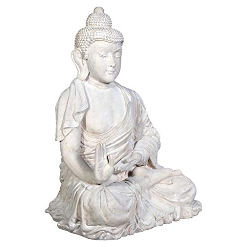 Design Toscano Meditative Buddha of the Grand Temple Garden Statue, Giant 47 Inch, Fiberglass Polyresin, Antique Stone