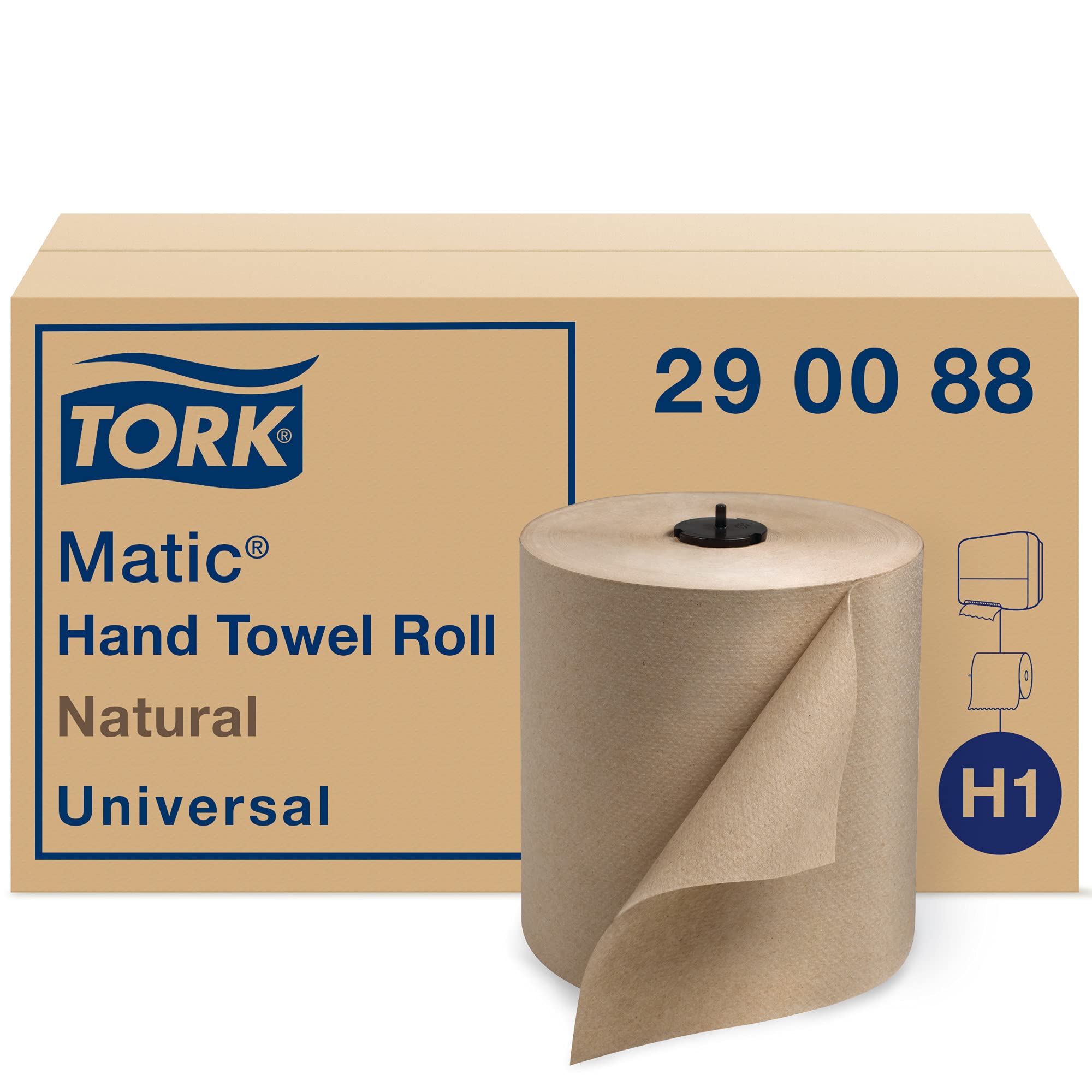 Tork Matic Advanced Paper Towel Roll H1, Paper Hand Towel 290089, 100% Recycled Fiber, High Absorbing, High Capacity 1-Ply, White - 6 Rolls x 700 ft
