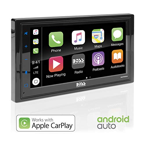 BOSS AUDIO Systems BVCP9685RC Apple CarPlay Android Auto Car Multimedia Player with Rearview Camera - Double-Din, 6.75 Inch LCD Touchscreen Monitor, Bluetooth, MP3, USB Port, AV Input, AM/FM Radio