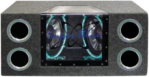 Pyramid 1000W Dual Bandpass Speaker System - Car Audio Subwoofer w/ Neon Accent Lighting, Plexi-Glass Front Window w/ 4 Tuned Ports, Silver Polypropylene Cone & Rubber Edge Suspension -  BNPS102