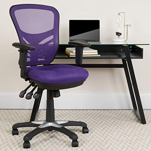 Flash Furniture Mid-Back Purple Mesh Multifunction Exec...