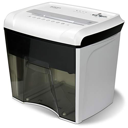 Aurora AU1285MD Compact Desktop-Style High Security 12-Sheet Micro-Cut Paper and CD/Credit Card/Junk Mail Pullout Basket Shredder, White/Black