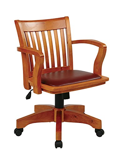 OSP Home Furnishings Deluxe Wood Bankers Desk Chair wit...