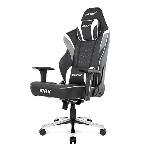 AKRacing Masters Series Max Gaming Chair with Wide Flat Seat, 400 Lbs Weight Limit, Rocker and Seat Height Adjustment Mechanisms with 5/10 Warranty,White -