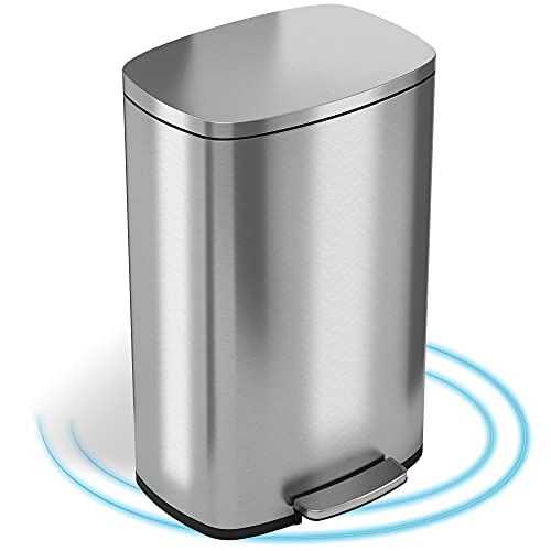 iTouchless SoftStep Stainless Steel Step Trash Can with...