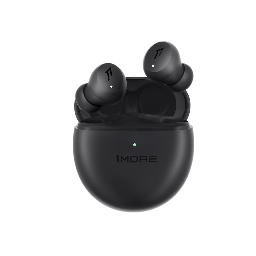 1MORE ComfoBuds Mini Hybrid Active Noise Cancelling Earbuds, in-Ear Headphones with Stereo Sound, Bluetooth 5.2 Headset with 4 Mics, Clear Calls, Wireless Charging, Soothing Sound, Waterproof, Black