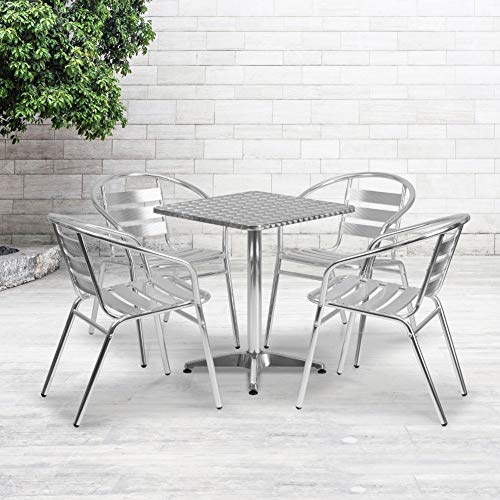 Flash Furniture Square Aluminum Indoor Outdoor Table wi...