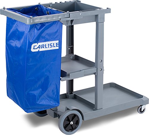 Carlisle FoodService Products JC1945S23 Polyethylene Short Platform Janitorial Cart, 300 lbs Capacity, 45