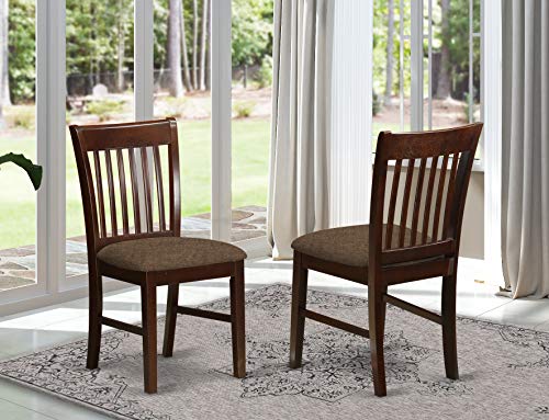 East West Furniture Norfolk dining chairs - Linen Fabric Seat and Mahogany Hardwood Structure Dining Chair set of 2