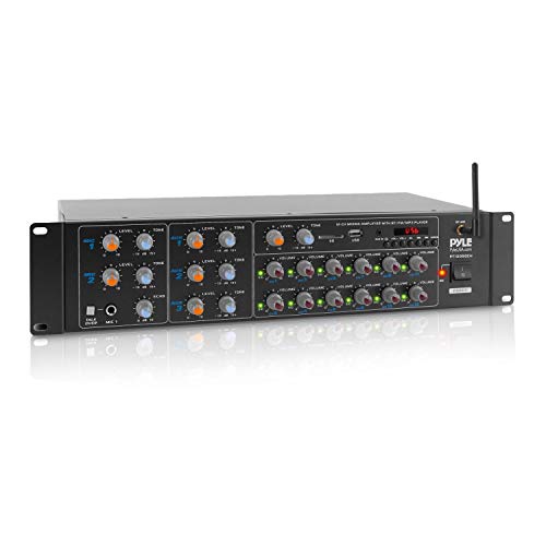  Pyle 12-Channel Wireless Bluetooth Power Amplifier - 6000W Rack Mount Multi Zone Sound Mixer Audio Home Stereo Receiver Box System w/ RCA, USB, AUX - For Speaker, PA, Theater, Studio/Stage -  PT12050CH...