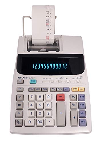 Sharp EL-1801V Ink Printing Calculator, Fluorescent Dis...