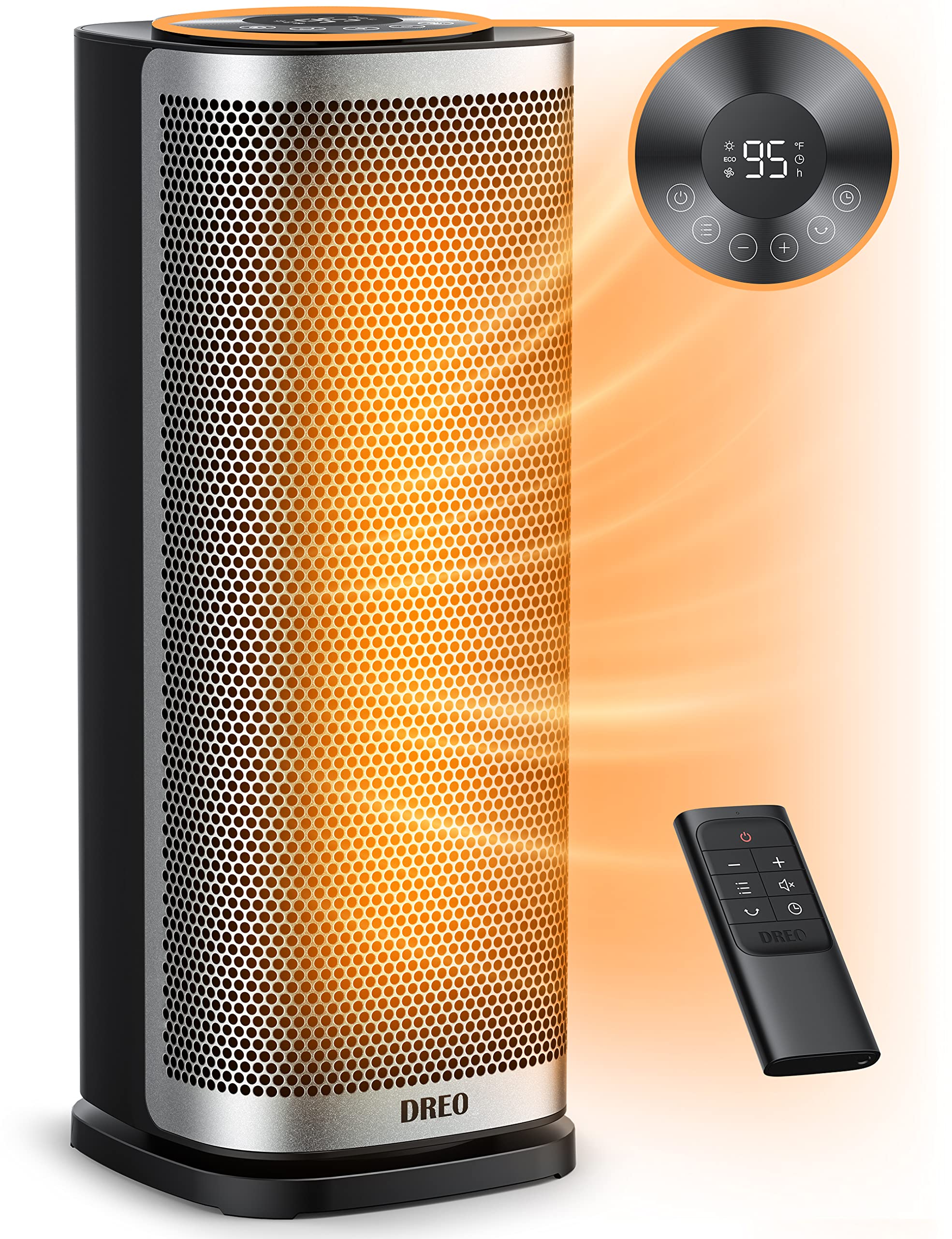 Dreo Space Heaters for Indoor Use, 1500W Fast Heating Ceramic Electric & Portable Heaters with Thermostat, 70° Oscillating with Tip-over & Overheat Protection, Remote, 12H Timer, for Office Bedroom