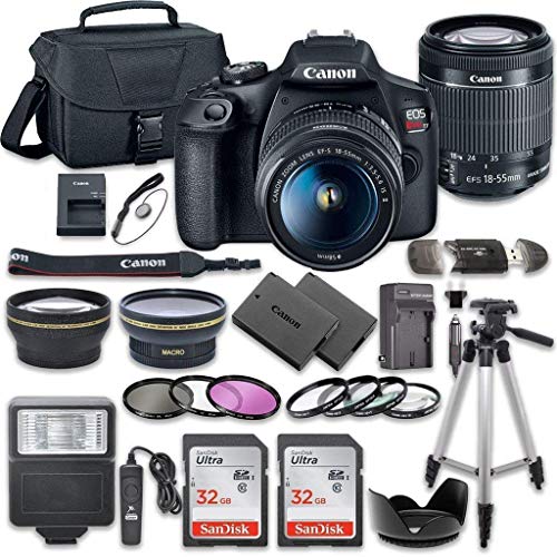 Canon EOS Rebel T7 DSLR Camera Bundle with  EF-S 18-55mm f/3.5-5.6 is II Lens + 2pc SanDisk 32GB Memory Cards + Accessory Kit