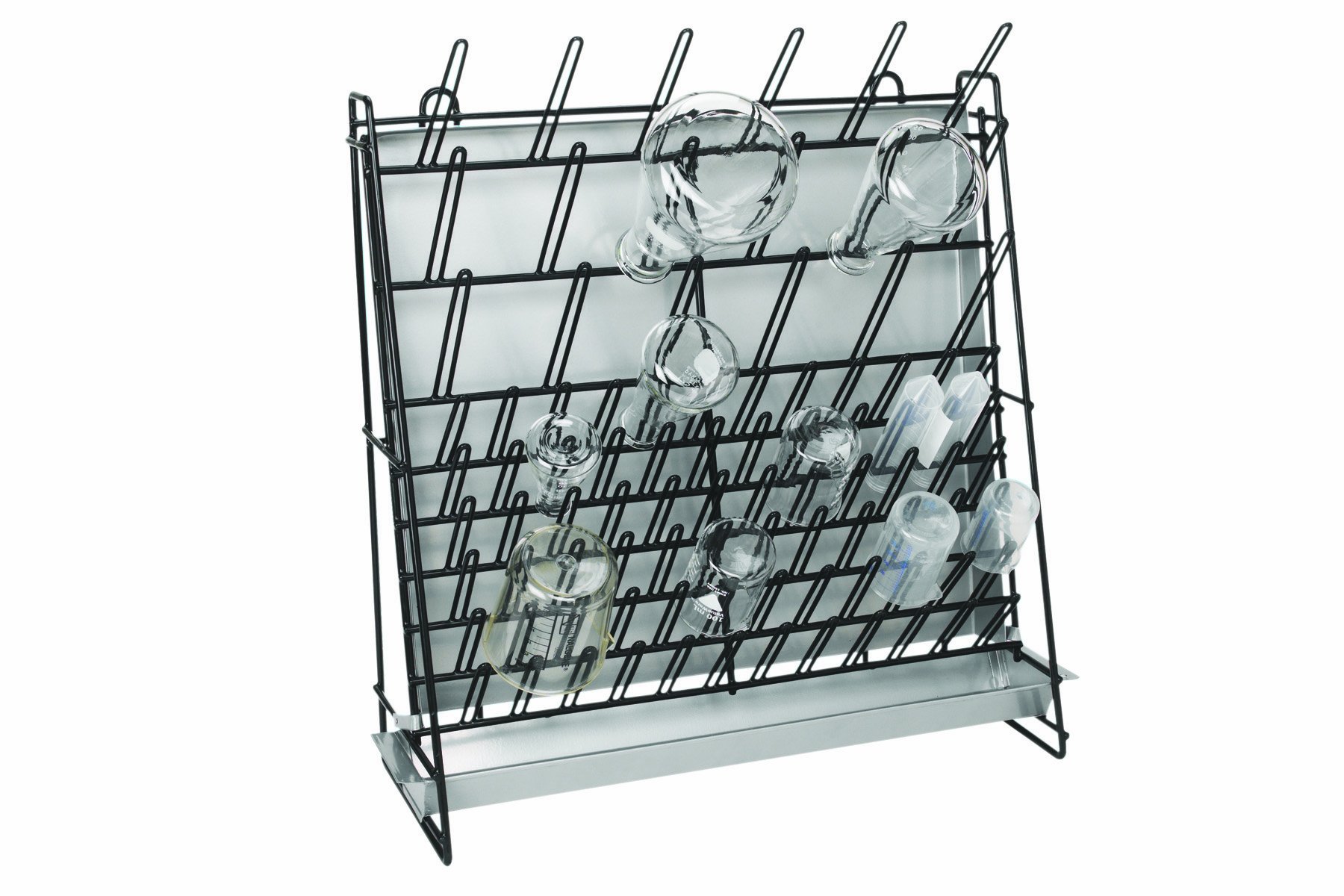 Heathrow Scientific HS23243A Glassware Drying Rack, 90 Pegs, Vinyl-Coated Steel Wire Construction, Self-Standing or Wall-Mountable