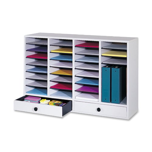 Safco Large Wood Adjustable-Compartment Literature Organizer with Drawers