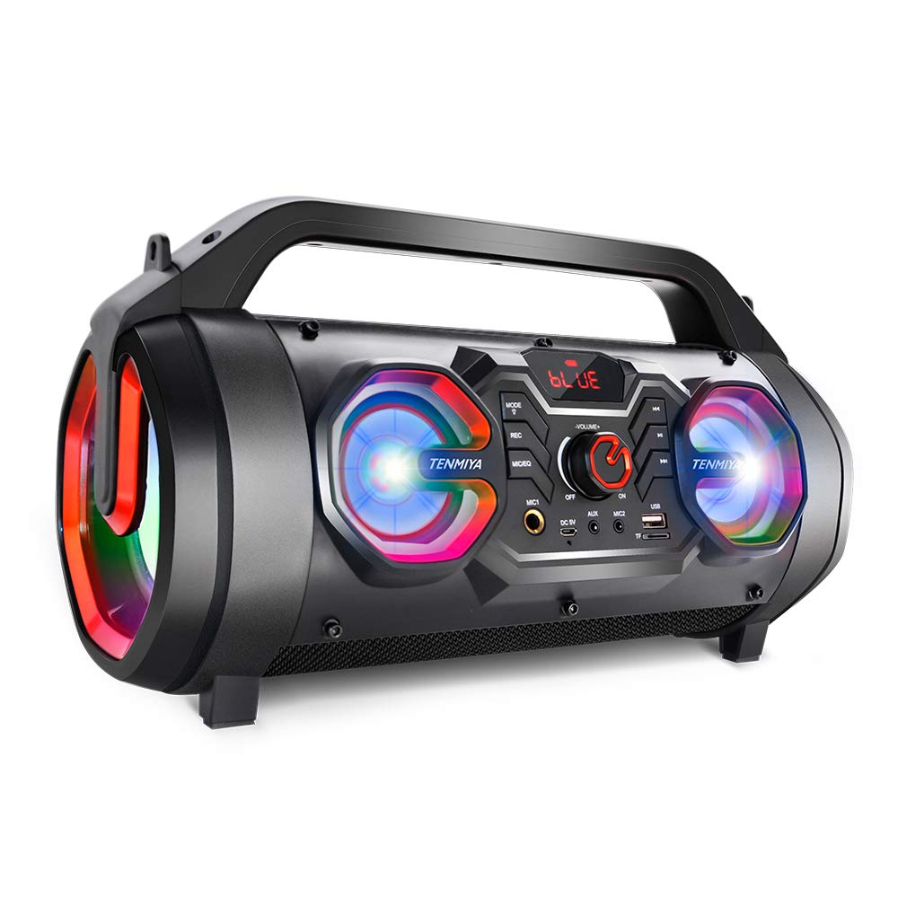TENMIYA Portable Bluetooth Speaker with Subwoofer, Wireless Speakers with Booming Bass, FM Radio, RGB Lights, EQ, Stereo Sound, 10H Playtime, 30W Loud Speaker for Home, Outdoor, Party, Camping, Travel
