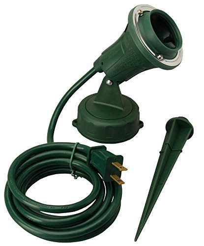 Woods Industries Woods Outdoor Floodlight Fixture With Stake (6-Feet cord, 120V, Green)