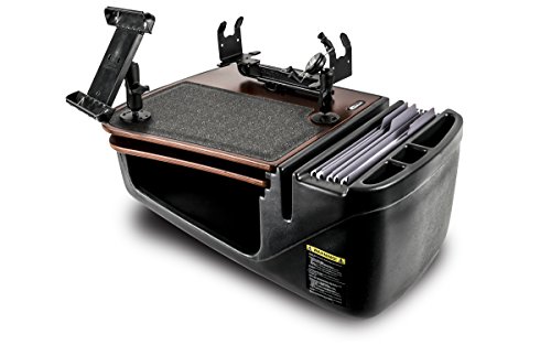 AutoExec AUE18375 GripMaster Car Desk Mahogany Finish with Built-in 200 Watt Power Inverter, Printer Stand and Tablet Mount