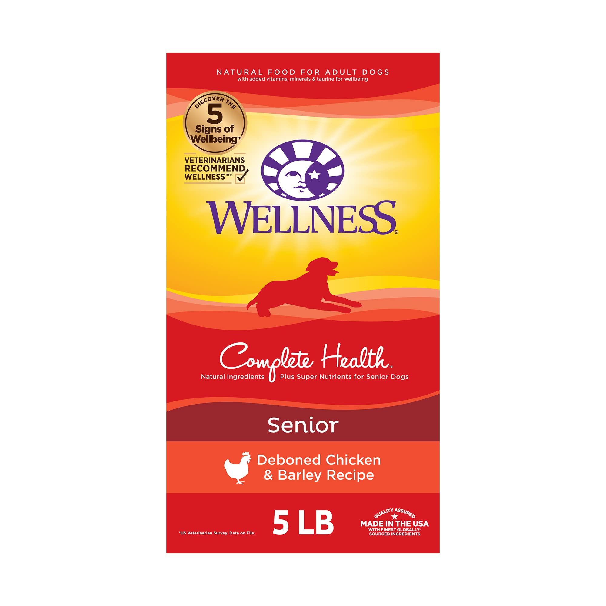 Wellness Natural Pet Food Wellness Complete Health Senior Dry Dog Food with Grains, Chicken & Barley, 15-Pound Bag