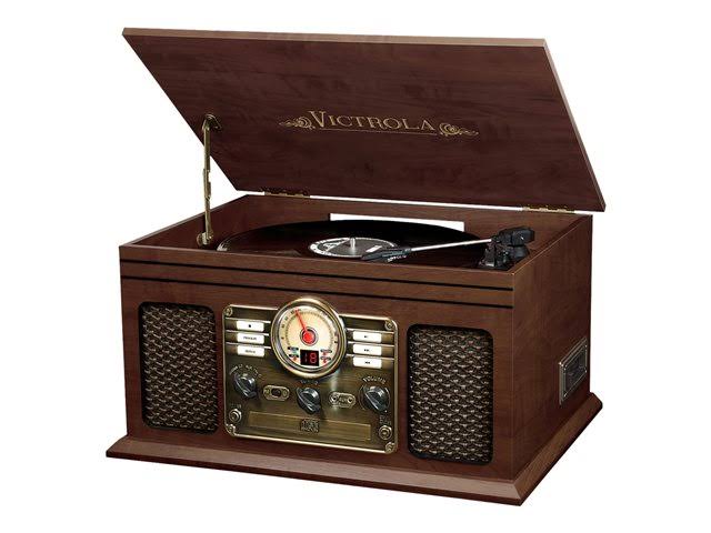 Innovative Technology Victrola Nostalgic Classic Wood 6-in-1 Bluetooth Turntable Entertainment Center, Espresso