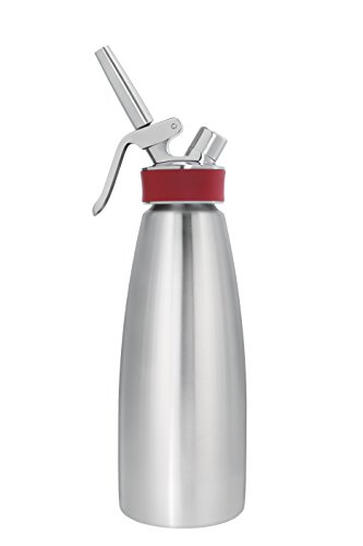 iSi North America -1703 01 qt Cream Whipper Gourmet Whip 1 Quart Plus-Stainless Steel-Model 170301, Silver/Red