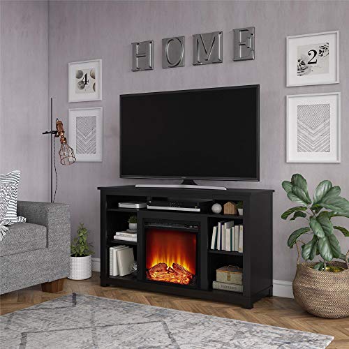 Ameriwood Home Edgewood TV Console with Fireplace for TVs up to 60", Weathered Oak