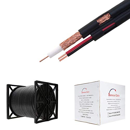 Cables Direct Online Bulk Siamese RG59/U Cable, 20AWG + 18/2AWG, 95% Shielding, CCTV Video Wire