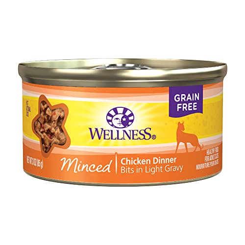 Wellness Complete Health Grain Free Wet Cat Food, Minced Bits in Gravy, Natural Cat Food, Adult, Healthy, No Wheat, Corn, Artificial Flavors, Colors, Carrageenan or Preservatives