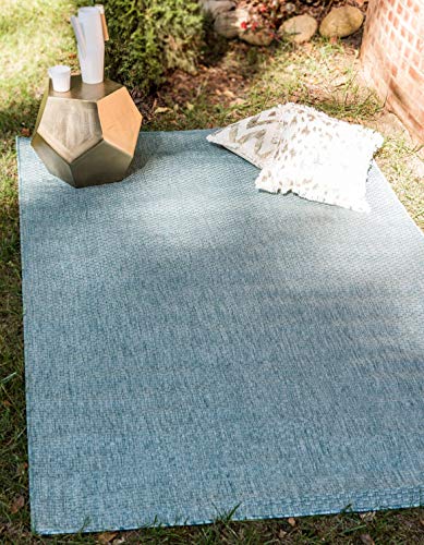 Unique Loom Outdoor Solid Collection Casual Transitional Indoor and Outdoor Flatweave Beige  Area Rug (8' 0 x 11' 4)