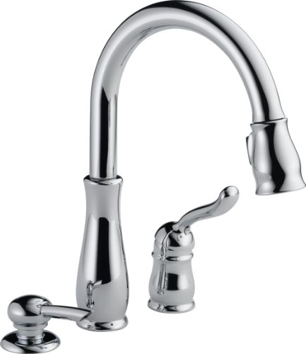 Delta Faucet Delta 978-SD-DST Leland Single Handle Kitchen Faucet With Pull Down Spray, Soap Dispenser, and Diamond Seal Valve, Chrome