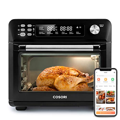 COSORI Air Fryer Toaster Combo 26.4QT, 12 Functions Large Countertop Oven & Dehydrator Work with Alexa, Recipes & Accessories Included, CS100-AO, Black