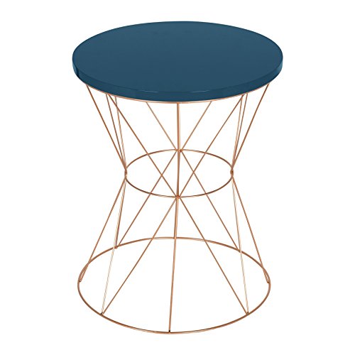 Kate and Laurel Mendel Round Accent Table with Cage Metal Frame, White and Gold